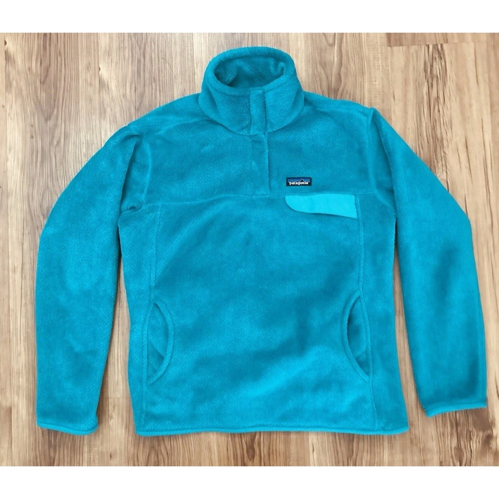 Patagonia Womens Size XL Re-Tool Snap T Polartec Fleece Pullover Teal Outdoor